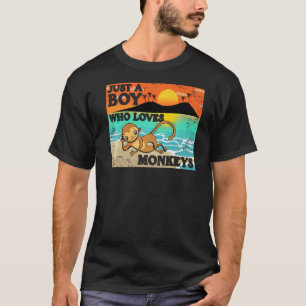 Just A Boy Who Loves Monkeys Mens Animal Retro 3 T-Shirt