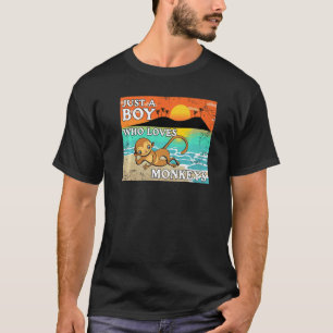Just A Boy Who Loves Monkeys Mens Animal Retro 5 T-Shirt