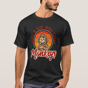 Just A Boy Who Loves Monkeys Mens Animal Retro T-Shirt