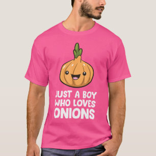 Just A Boy Who Loves Onions Men Boys Black Small T-Shirt