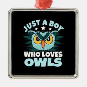 Just A Boy Who Loves Owls Metal Tree Decoration