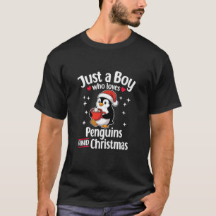 Just a Boy Who Loves Penguins Cocoa Xmas T-Shirt