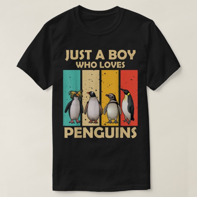 Just A Boy Who Loves Penguins Cute Penguin Zoologi T-Shirt (Design Front)