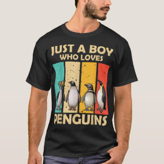 Just A Boy Who Loves Penguins Cute Penguin Zoologi T-Shirt