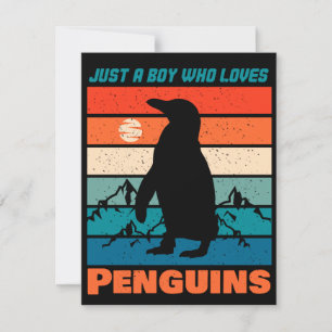 Just A Boy Who Loves Penguins - Retro Animal Invitation