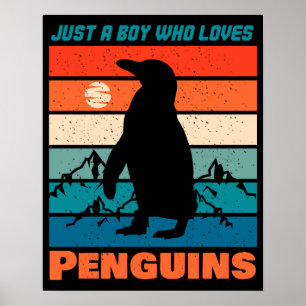 Just A Boy Who Loves Penguins - Retro Animal Poster