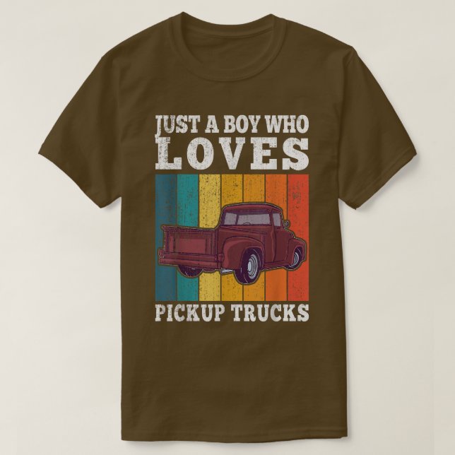 Just A Boy Who Loves Pickup Trucks Kids Boys Truck T-Shirt (Design Front)