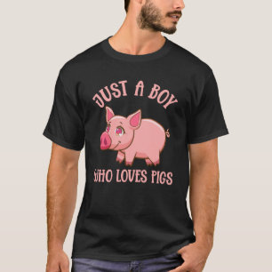 Just A Boy Who Loves Pigs Farm Piglet T-Shirt