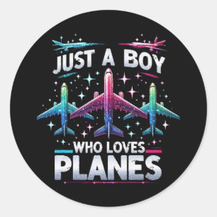 Just A Boy Who Loves Planes Classic Round Sticker