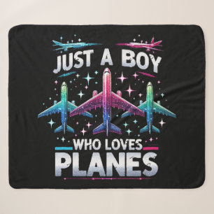 Just A Boy Who Loves Planes Sherpa Blanket