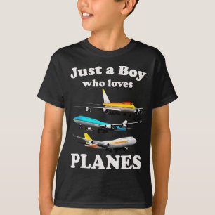 Just A Boy Who Loves Planes & Toddler Aeroplane L T-Shirt