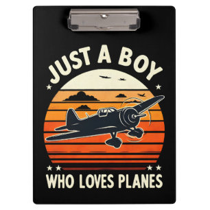  Just A Boy Who Loves Planes Vintage Plane Lover Clipboard