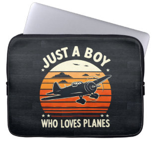 Just A Boy Who Loves Planes Vintage Plane Lover Laptop Sleeve