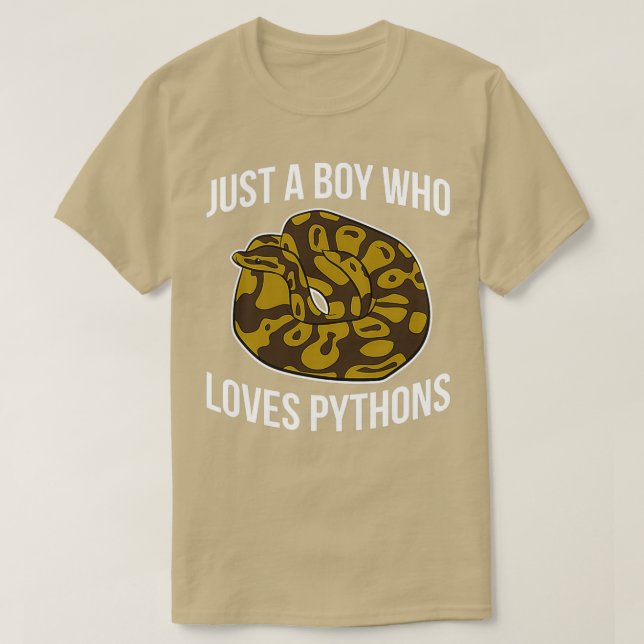 Just a Boy Who Loves Pythons Cute Ball Python Snak T-Shirt (Design Front)