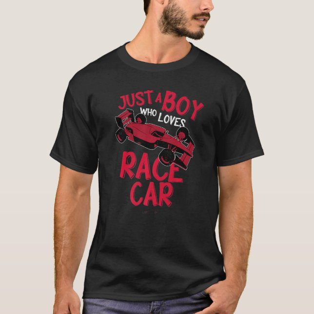 Just A Boy Who Loves Race Car Vehicles Lovers Kids T-Shirt (Front)