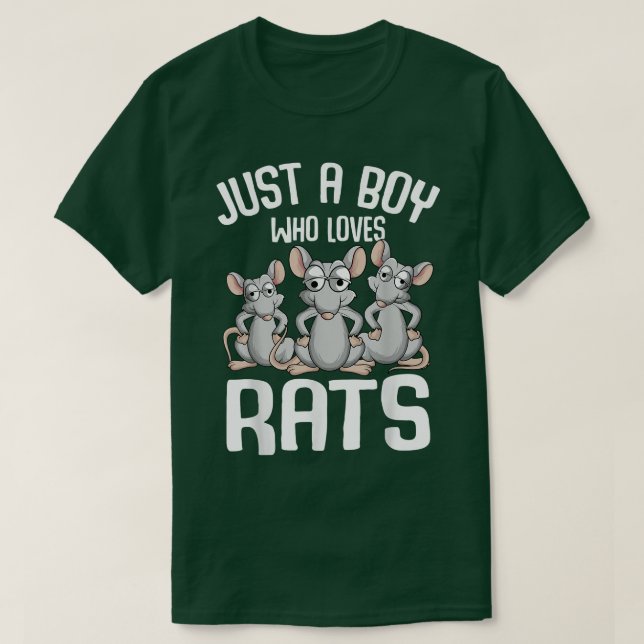 Just A Boy Who Loves Rats Kids Boys Rat Lover  T-Shirt (Design Front)