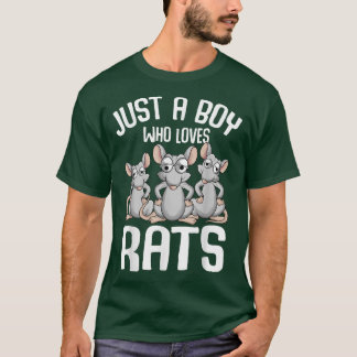 Just A Boy Who Loves Rats Kids Boys Rat Lover  T-Shirt
