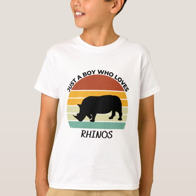 Just a Boy who loves rhinos T-Shirt (Front)