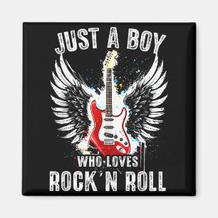 Just A Boy Who Loves Rock And Roll Rock Band Guita Magnet