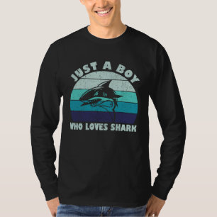 Just A Boy Who Loves Sharks Love Ocean Shark T-Shirt