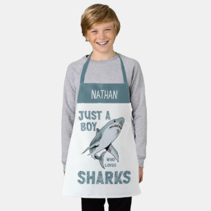 Just a boy who loves Sharks Shark Lover Apron