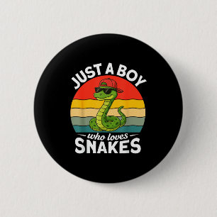 Just A Boy Who Loves Snakes Funny Snake Reptile Ki 6 Cm Round Badge