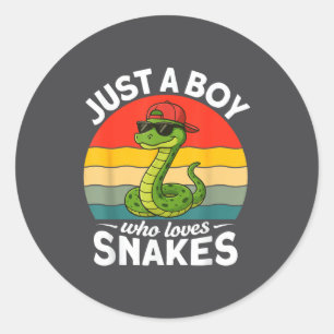 Just A Boy Who Loves Snakes Funny Snake Reptile Ki Classic Round Sticker