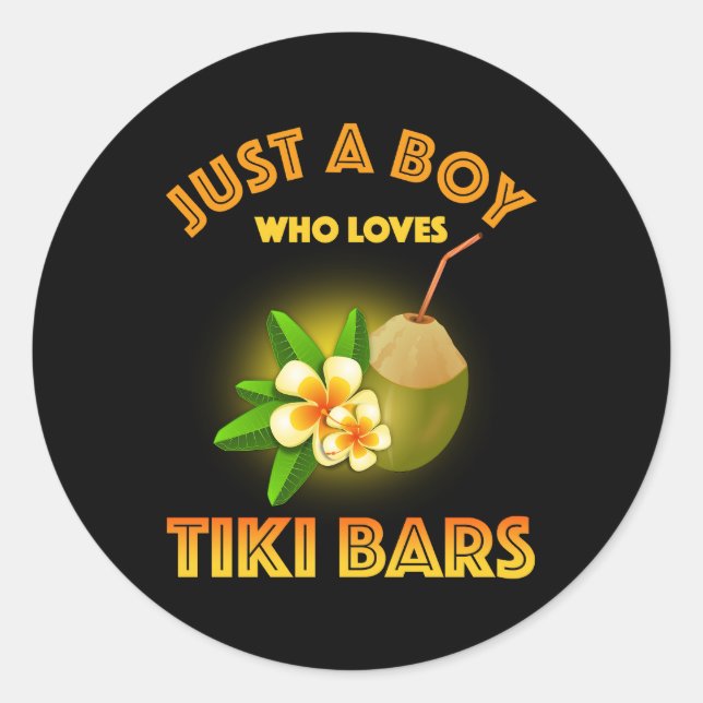Just A Boy Who Loves Tiki Bars Classic Round Sticker (Front)