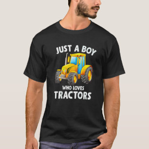 Just A Boy Who Loves Tractors Christmas  Kids Farm T-Shirt