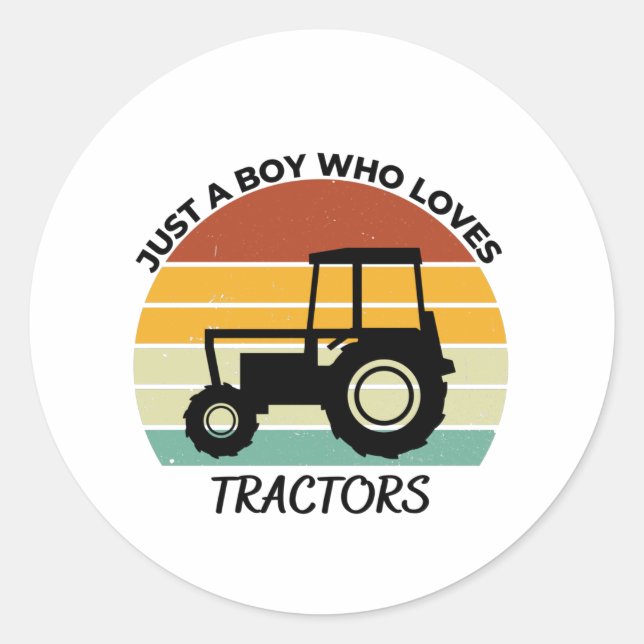 Just a Boy who loves tractors Classic Round Sticker (Front)