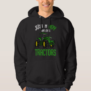 Just A Boy Who Loves Tractors Farm Boys Kids Hoodie