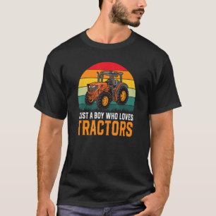 Just A Boy Who Loves Tractors Farm Kid Birthday T-Shirt