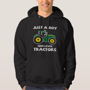 Just A Boy Who Loves Tractors Farming Toy Farmer Hoodie