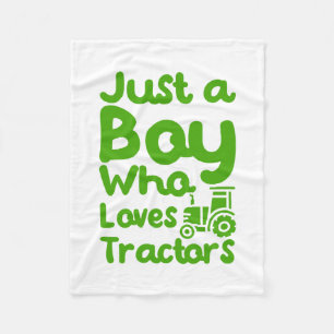 Just a Boy Who Loves Tractors Fleece Blanket