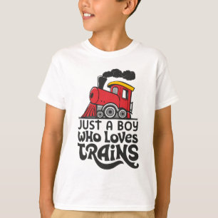 Just a Boy Who Loves Trains and Classic Locomotive T-Shirt