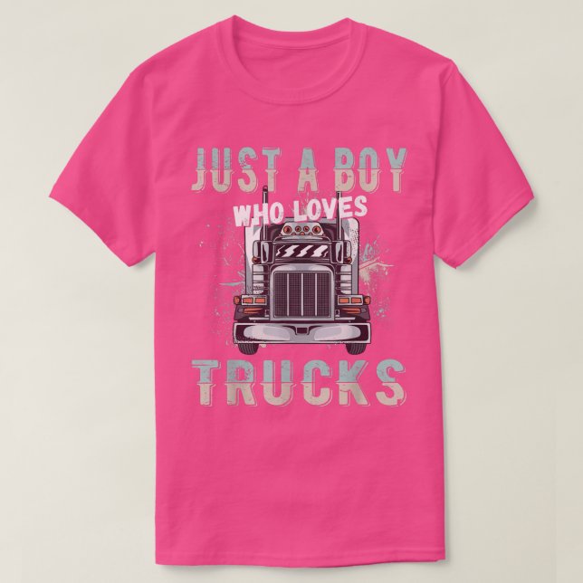 Just A Boy Who Loves Trucks Funny  T-Shirt (Design Front)