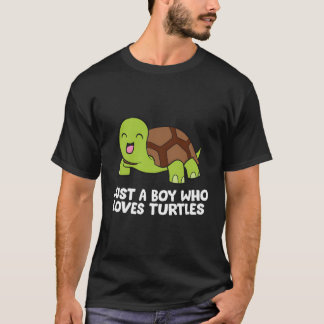 Just A Boy Who Loves Turtles Cartoon Sea Turtle Bo T-Shirt