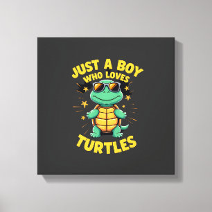 Just a boy who loves turtles Children boy (1) Canvas Print