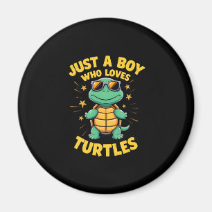 Just a boy who loves turtles Children boy (1) Magnet