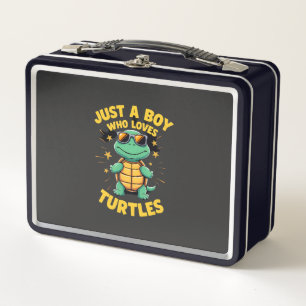 Just a boy who loves turtles Children boy (1) Metal Lunch Box
