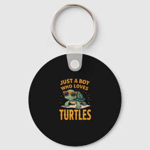 Just a boy who loves turtles Children boy (2) Key Ring