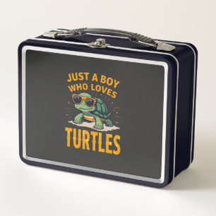 Just a boy who loves turtles Children boy (2) Metal Lunch Box