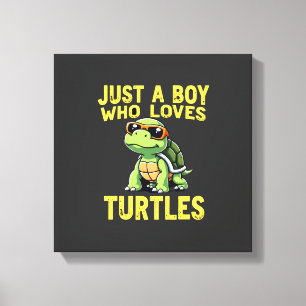 Just a boy who loves turtles Children boy (3) Canvas Print