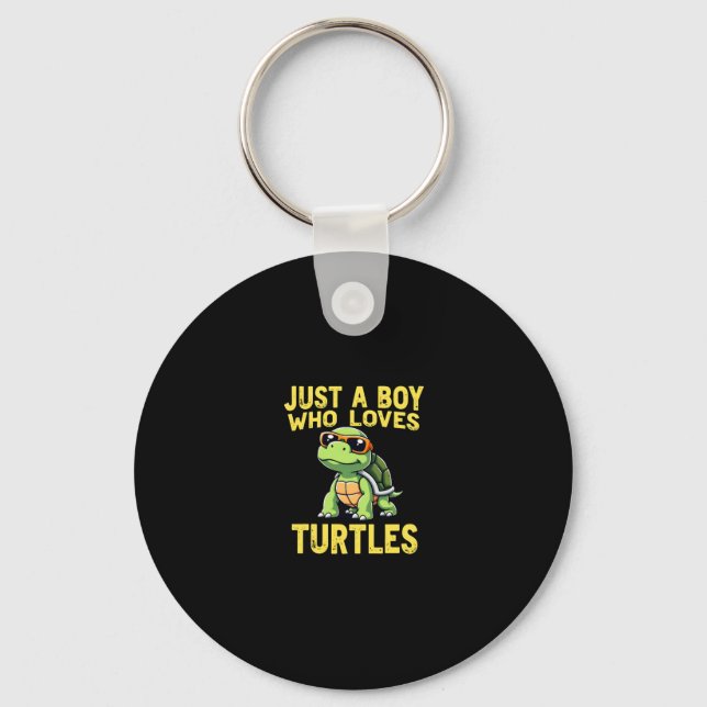 Just a boy who loves turtles Children boy (3) Key Ring (Front)