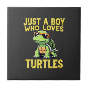 Just a boy who loves turtles Children boy (3) Tile