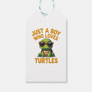 Just a boy who loves turtles Children boy Gift Tags