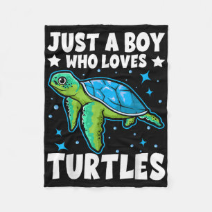 Just A Boy Who Loves Turtles Lover Gifts Sea Ocean Fleece Blanket