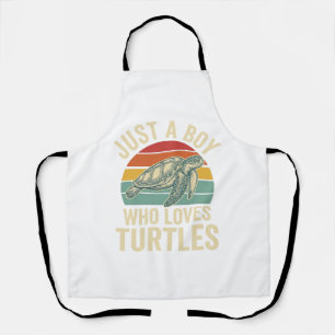 Just a Boy Who Loves Turtles Vintage Turtle Shirt_ Apron