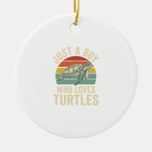 Just a Boy Who Loves Turtles Vintage Turtle Shirt_ Ceramic Tree Decoration