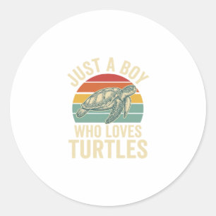 Just a Boy Who Loves Turtles Vintage Turtle Shirt_ Classic Round Sticker